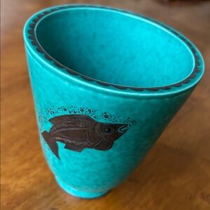 Whelm Kage Gustavsberg Argenta Vase 929 I Sterling Fish Accent, Made in Sweden.
